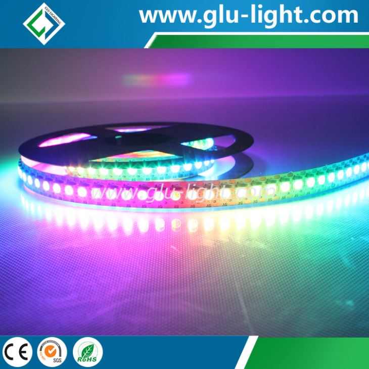 High brightness high quality magic 5VDC digital RGB IC APA102 144leds/m Led strip with CE/RoHS